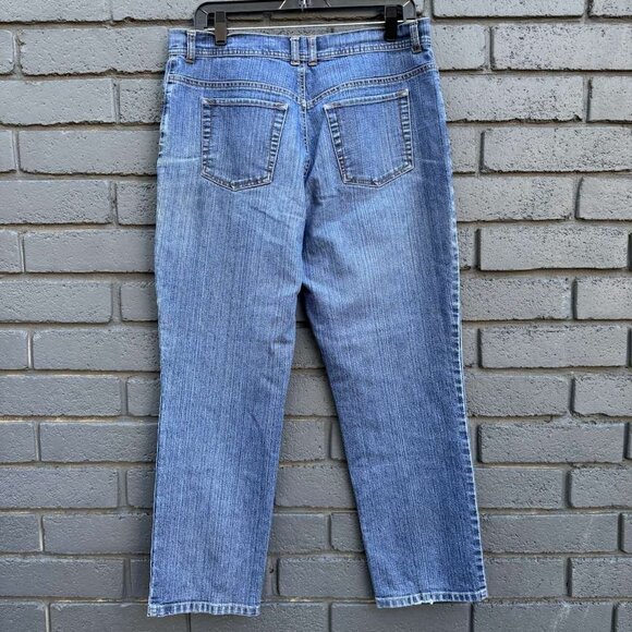 Gloria Vanderbilt Blue Jeans Denim High Rise Sz 12 Straight Leg Pre Washed Look - Picture 2 of 16